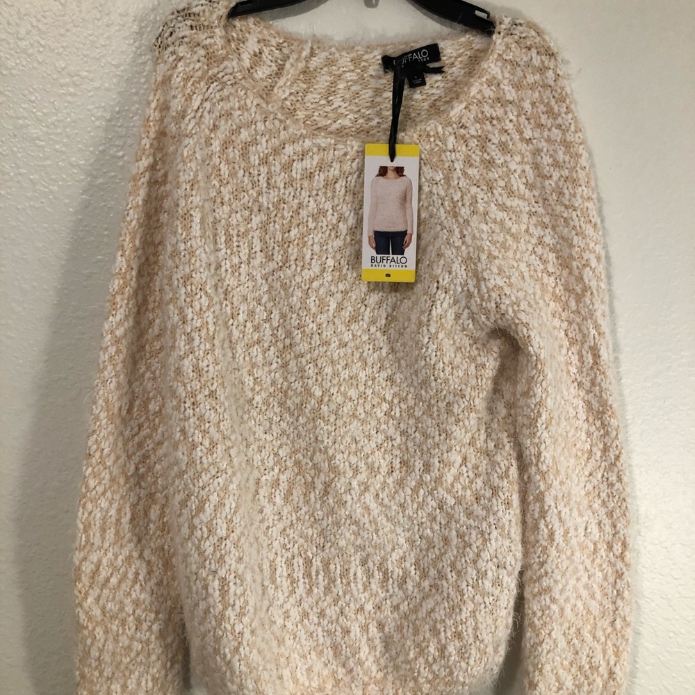 Oversized pink and white knitted sweater